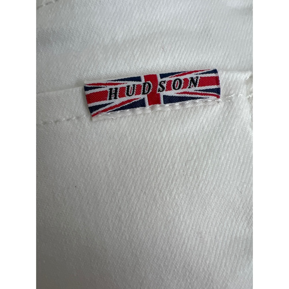 Hudson Los Angeles Womens White‎ Denim Cuffed Shorts Size 14 Stretch Mid Rise